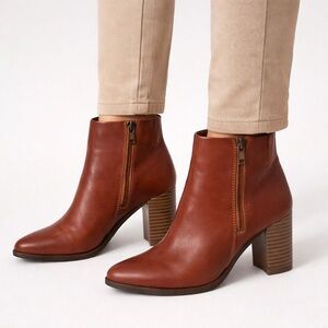 Rockport Waterproof Leather Ankle Boots Brown Comfort Size 7.5 EU 38